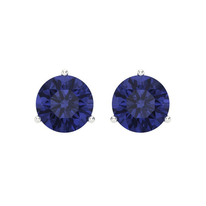 4 ctw Tanzanite Studs Earrings | 8.0mm Round Cut White Gold Screw back | December Birthstone
