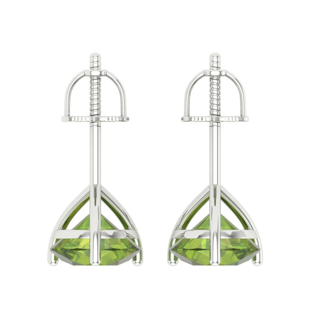4 ctw Peridot Studs Earrings | 8.0mm Round Cut White Gold Screw back | August Birthstone