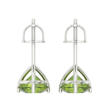 4 ctw Peridot Studs Earrings | 8.0mm Round Cut White Gold Screw back | August Birthstone