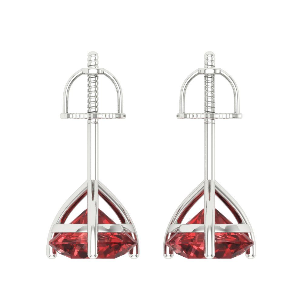 4 ctw Garnet Studs Earrings | 8.0mm Round Cut White Gold Screw back | January Birthstone
