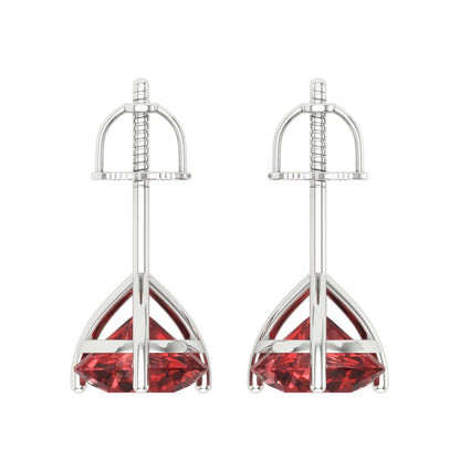 4 ctw Garnet Studs Earrings | 8.0mm Round Cut White Gold Screw back | January Birthstone