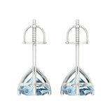 4 ct Brilliant Round Cut Solitaire Studs Natural Sky Blue Topaz Stone White Gold Earrings Screw back