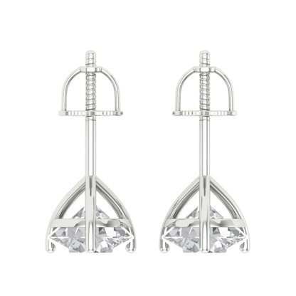 4 ctw Zirconia Diamond Studs Earrings | 8.0mm Round Cut White Gold Screw back | April Birthstone