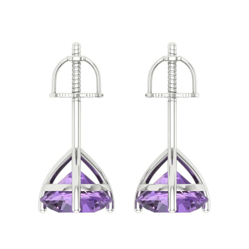 4 ctw Alexandrite Studs Earrings | 8.0mm Round Cut White Gold Screw back | June Birthstone