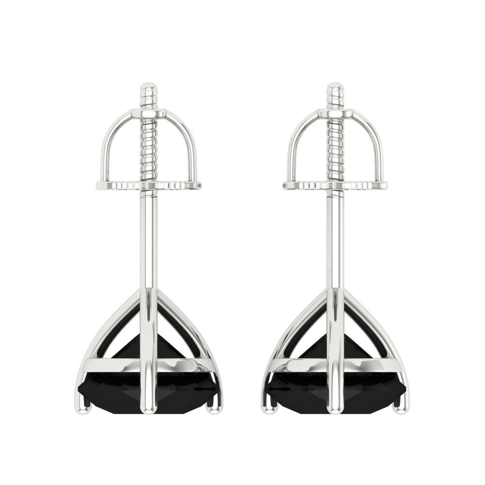 4 ctw Onyx Studs Earrings | 8.0mm Round Cut White Gold Screw back | July Birthstone