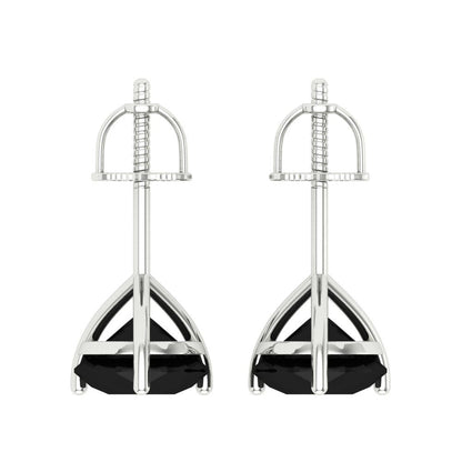 4 ctw Onyx Studs Earrings | 8.0mm Round Cut White Gold Screw back | July Birthstone