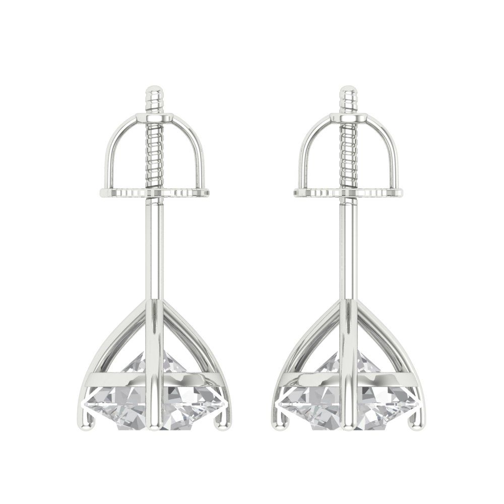 4 ctw Moissanite Studs Earrings | 8.0mm Round Cut White Gold Screw back | April Birthstone