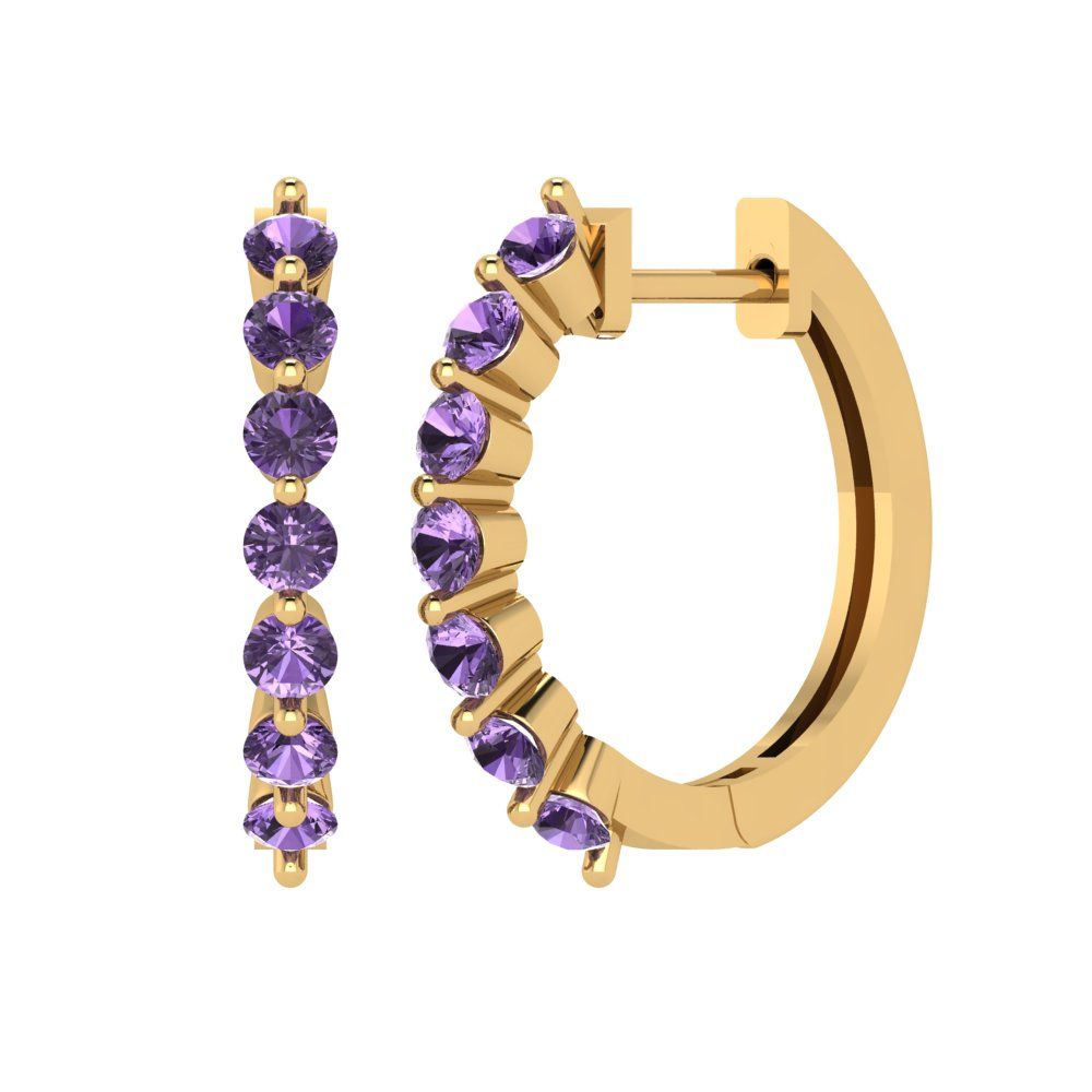0.84cttw Alexandrite Gold-Plated 925 Silver Lever Back Hoop Earrings