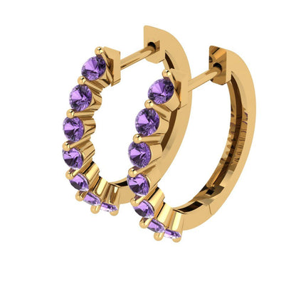 0.84cttw Alexandrite Gold-Plated 925 Silver Lever Back Hoop Earrings
