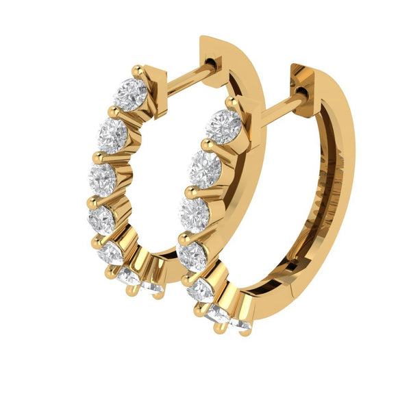 0.7 ct Brilliant Round Cut Hoop Natural Diamond Stone Clarity VS1-2 Color G-H Yellow Gold Earrings Lever Back