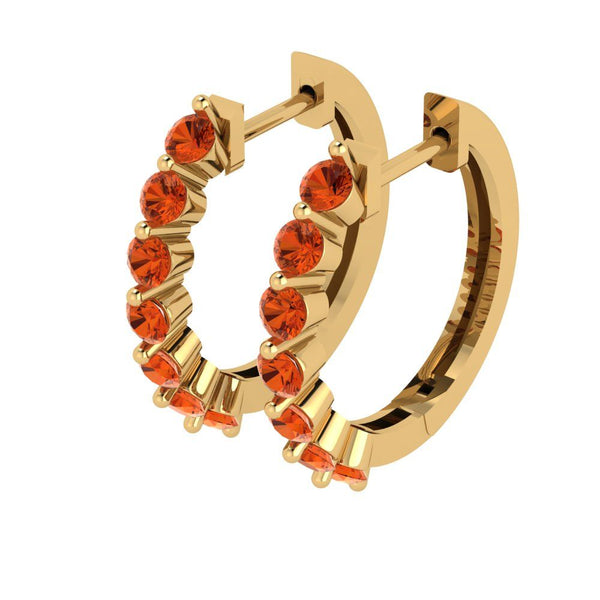 0.7 ct Brilliant Round Cut Hoop Red Simulated Diamond Stone Yellow Gold Earrings Lever Back