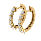 0.7 ct Brilliant Round Cut Hoop White Sapphire Stone Yellow Gold Earrings Lever Back