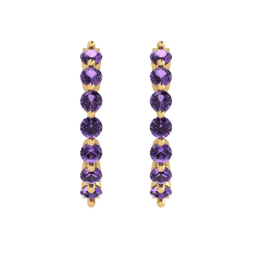 0.84cttw Alexandrite Gold-Plated 925 Silver Lever Back Hoop Earrings