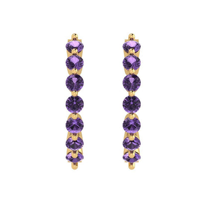 0.84cttw Alexandrite Gold-Plated 925 Silver Lever Back Hoop Earrings
