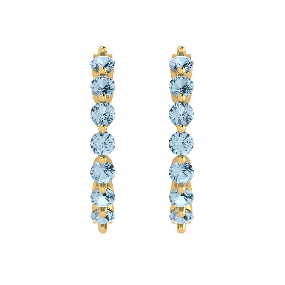 0.84cttw Aquamarine Gold-Plated 925 Silver Lever Back Hoop Earrings