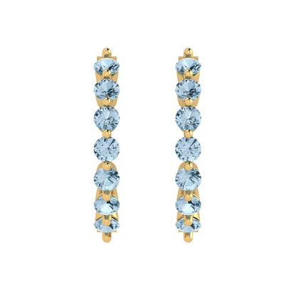 0.84cttw Aquamarine Gold-Plated 925 Silver Lever Back Hoop Earrings