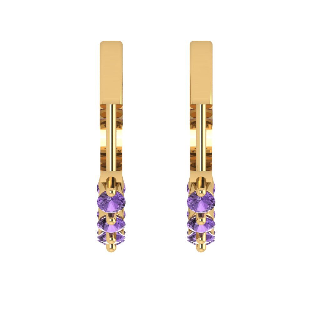 0.84cttw Alexandrite Gold-Plated 925 Silver Lever Back Hoop Earrings