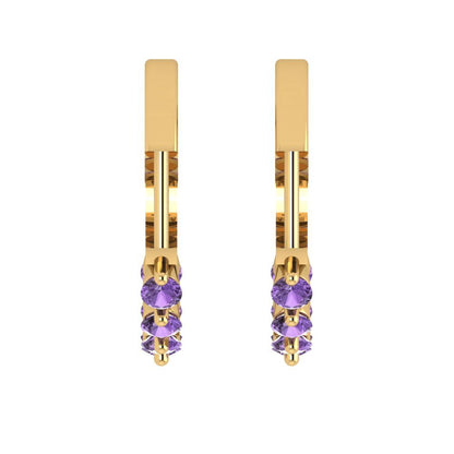 0.84cttw Alexandrite Gold-Plated 925 Silver Lever Back Hoop Earrings