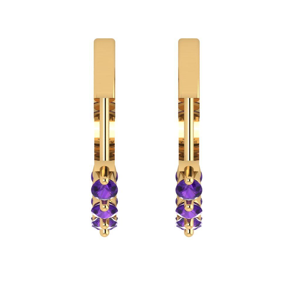 0.84cttw Amethyst Gold-Plated 925 Silver Lever Back Hoop Earrings