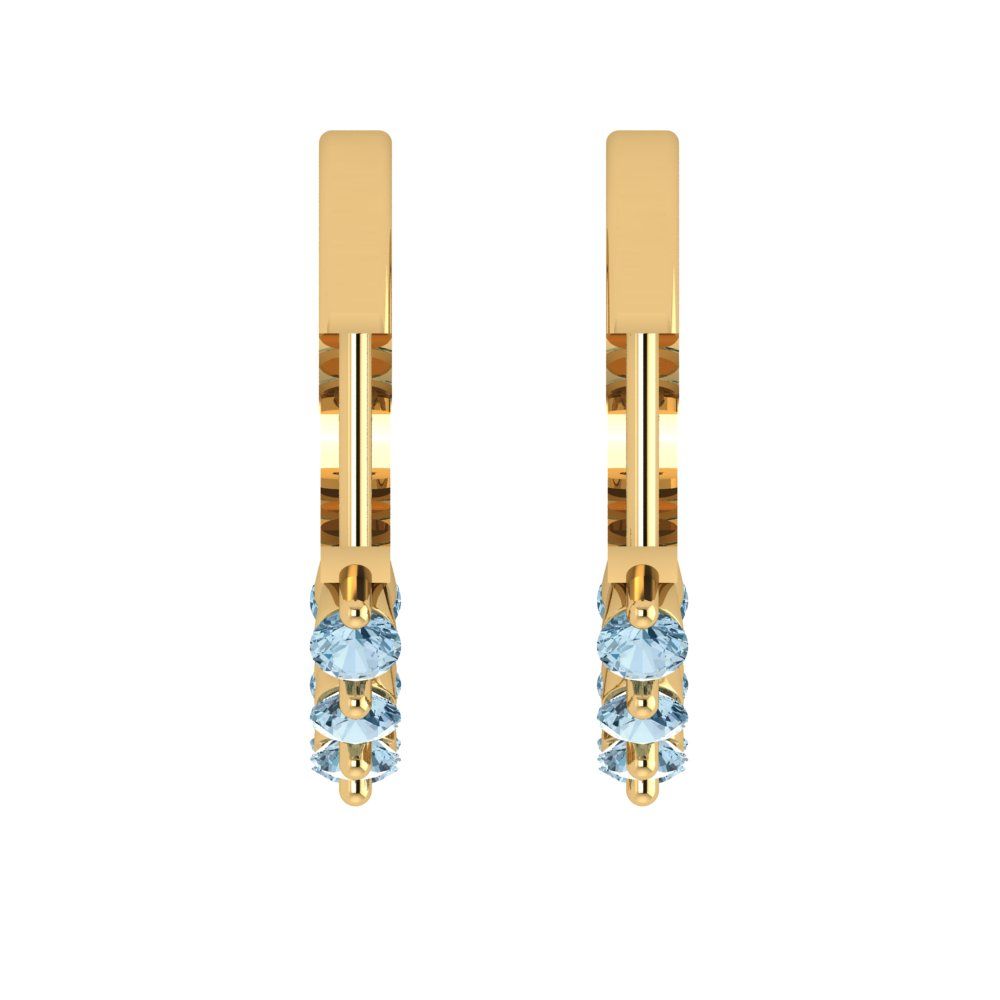 0.84cttw Aquamarine Gold-Plated 925 Silver Lever Back Hoop Earrings