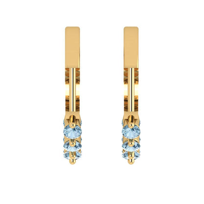 0.84cttw Aquamarine Gold-Plated 925 Silver Lever Back Hoop Earrings