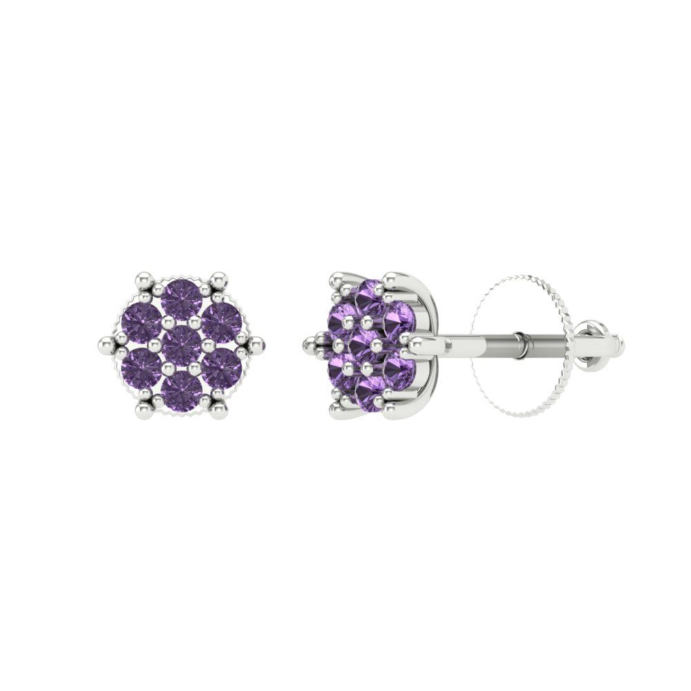 0.35cttw Alexandrite Gold-Plated 925 Silver Screw Back Stud Earrings