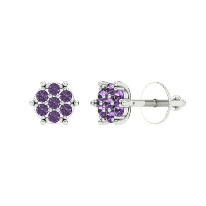 0.35cttw Alexandrite Gold-Plated 925 Silver Screw Back Stud Earrings