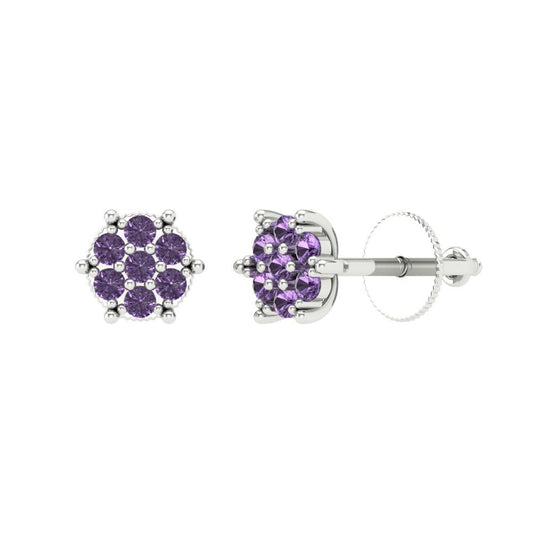 0.35cttw Alexandrite Gold-Plated 925 Silver Screw Back Stud Earrings
