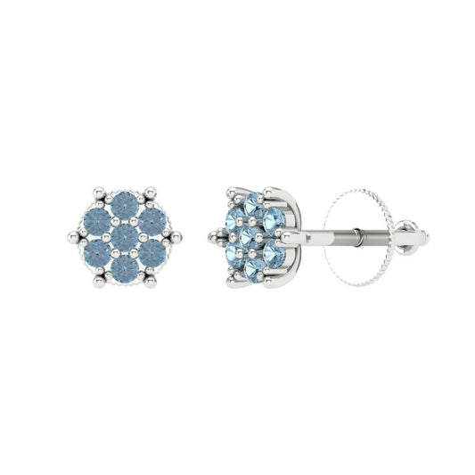 0.35cttw Aquamarine Gold-Plated 925 Silver Screw Back Stud Earrings