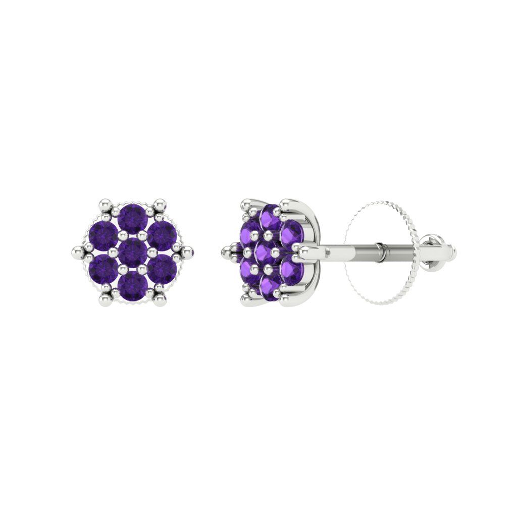 0.35cttw Amethyst Gold-Plated 925 Silver Screw Back Stud Earrings