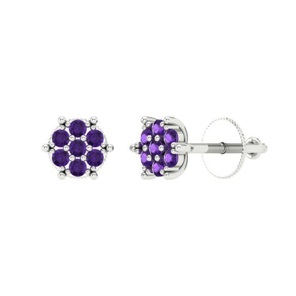 0.35cttw Amethyst Gold-Plated 925 Silver Screw Back Stud Earrings