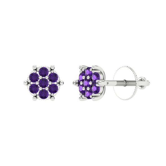 0.35cttw Amethyst Gold-Plated 925 Silver Screw Back Stud Earrings