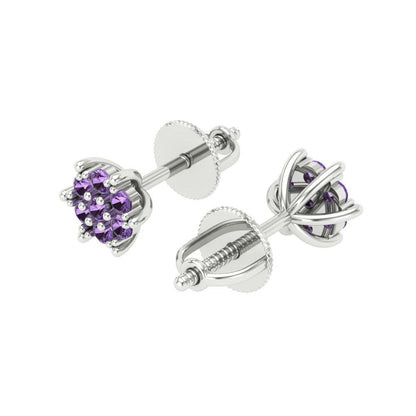 0.35cttw Alexandrite Gold-Plated 925 Silver Screw Back Stud Earrings