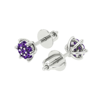 0.35cttw Amethyst Gold-Plated 925 Silver Screw Back Stud Earrings