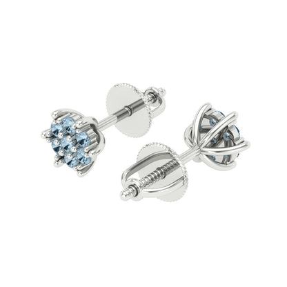 0.35cttw Aquamarine Gold-Plated 925 Silver Screw Back Stud Earrings