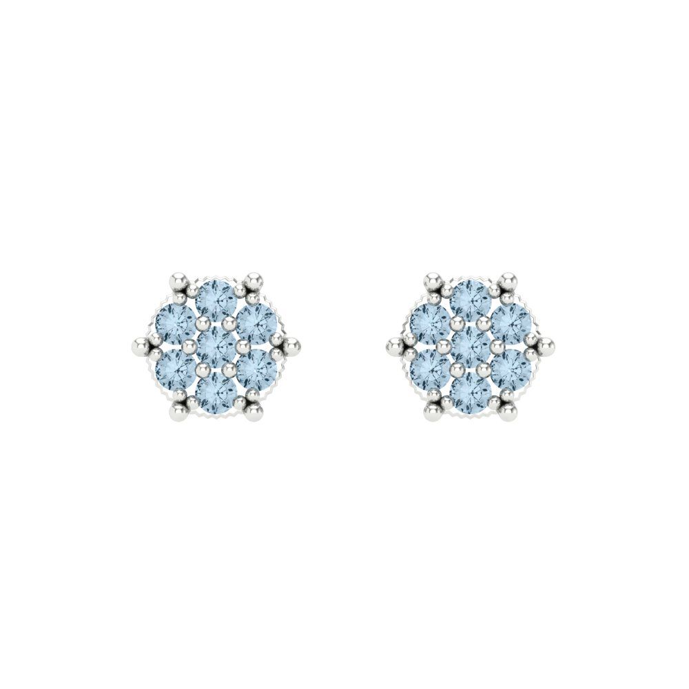 0.35cttw Aquamarine Gold-Plated 925 Silver Screw Back Stud Earrings