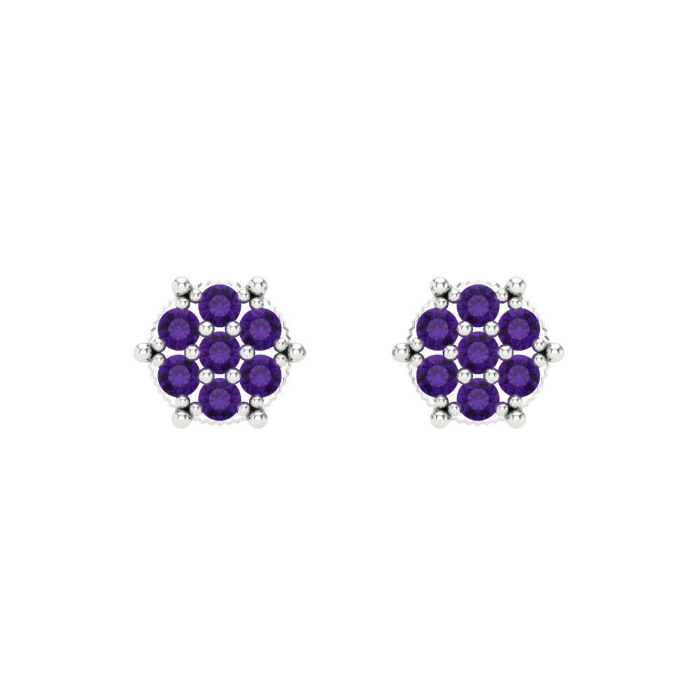 0.35cttw Amethyst Gold-Plated 925 Silver Screw Back Stud Earrings