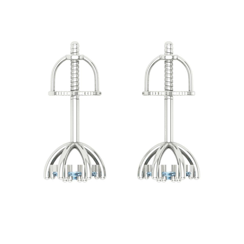 0.35cttw Aquamarine Gold-Plated 925 Silver Screw Back Stud Earrings