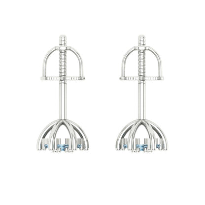 0.35cttw Aquamarine Gold-Plated 925 Silver Screw Back Stud Earrings