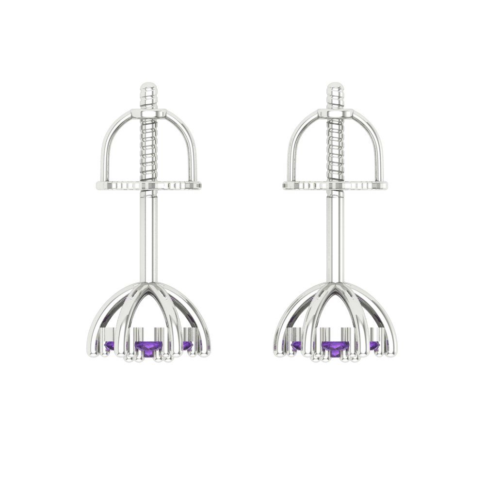 0.35cttw Amethyst Gold-Plated 925 Silver Screw Back Stud Earrings