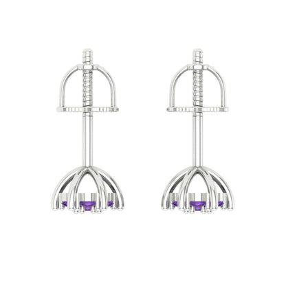 0.35cttw Amethyst Gold-Plated 925 Silver Screw Back Stud Earrings
