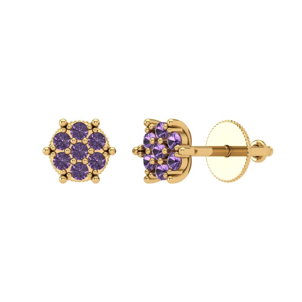 0.35cttw Alexandrite Gold-Plated 925 Silver Screw Back Stud Earrings