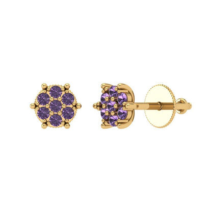 0.35cttw Alexandrite Gold-Plated 925 Silver Screw Back Stud Earrings