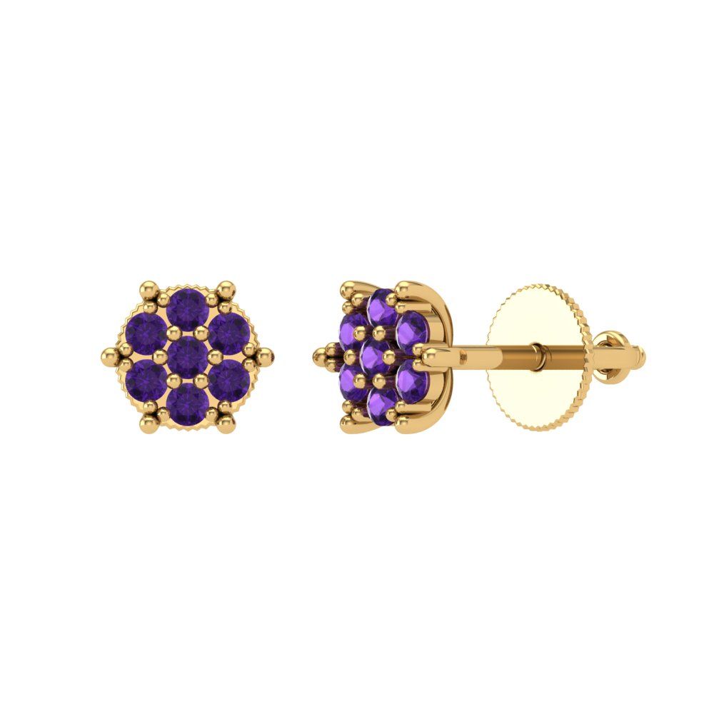 0.35cttw Amethyst Gold-Plated 925 Silver Screw Back Stud Earrings