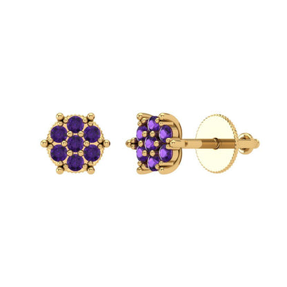 0.35cttw Amethyst Gold-Plated 925 Silver Screw Back Stud Earrings