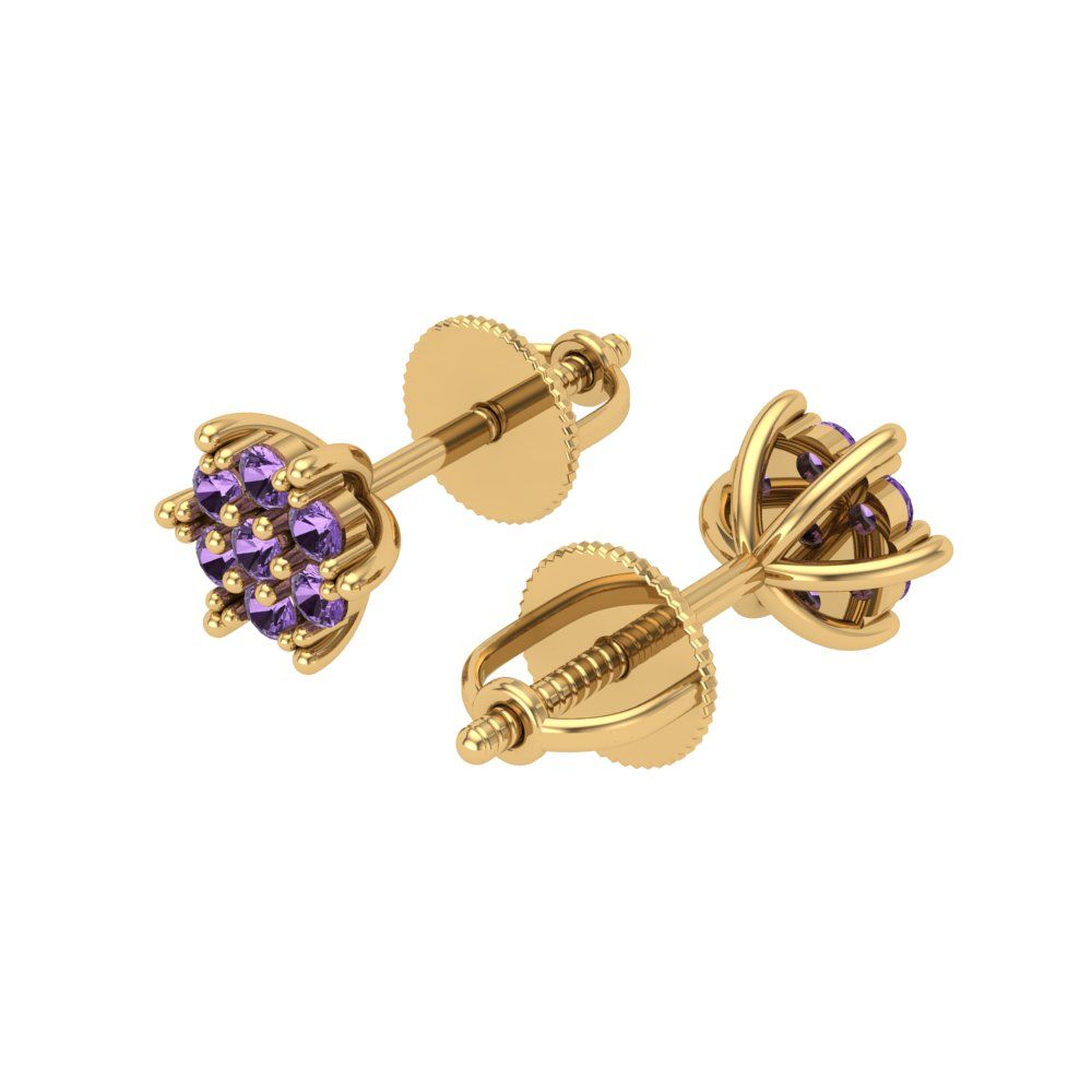 0.35cttw Alexandrite Gold-Plated 925 Silver Screw Back Stud Earrings