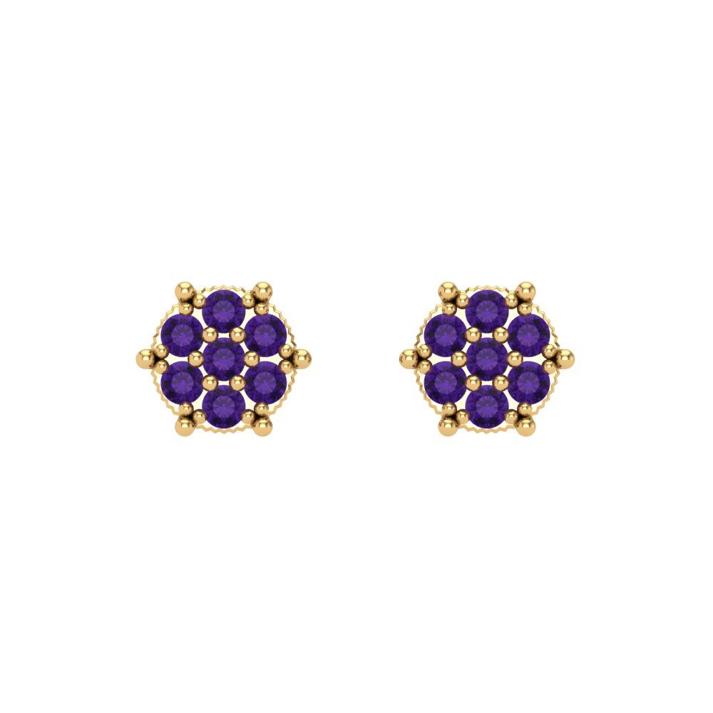0.35cttw Amethyst Gold-Plated 925 Silver Screw Back Stud Earrings