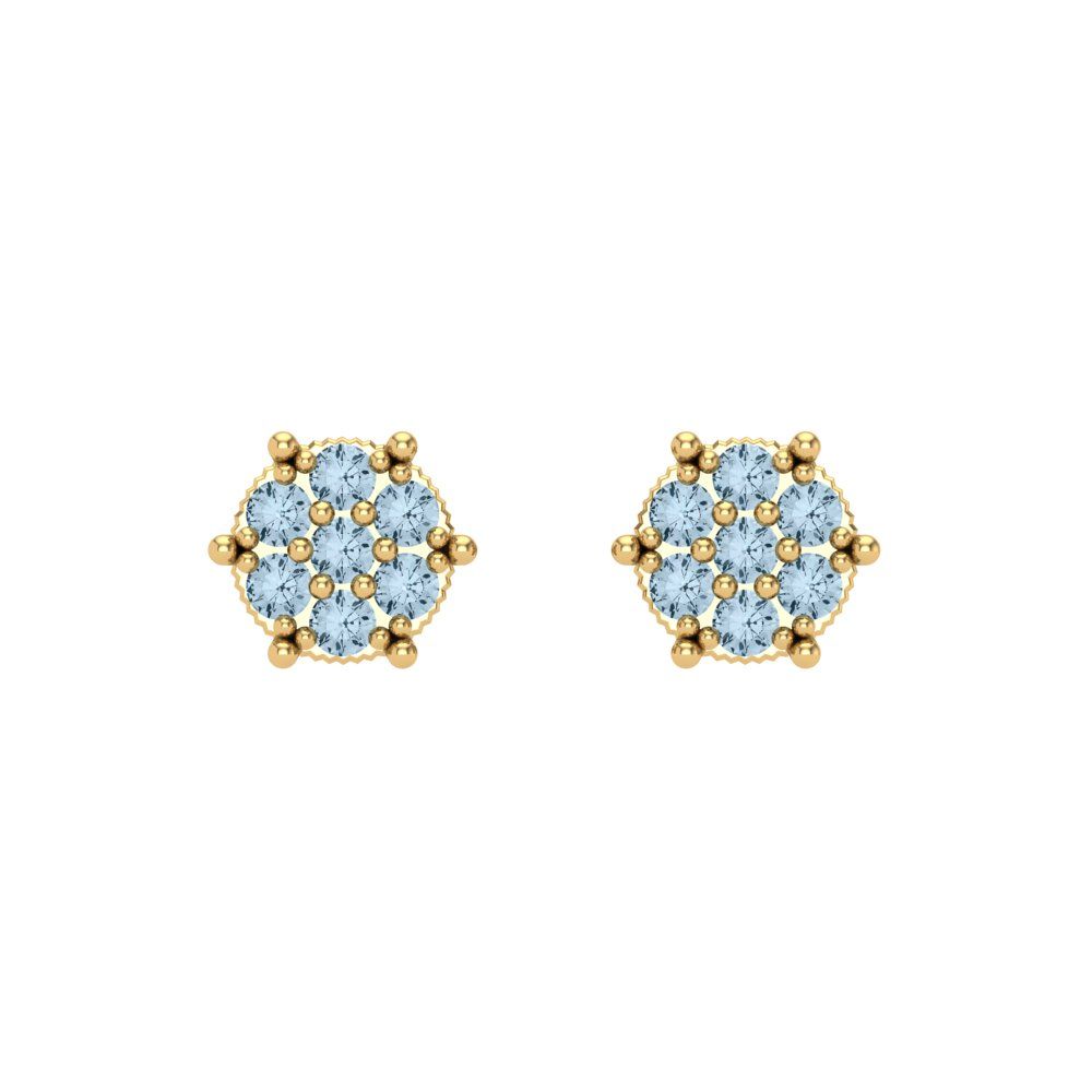 0.35cttw Aquamarine Gold-Plated 925 Silver Screw Back Stud Earrings