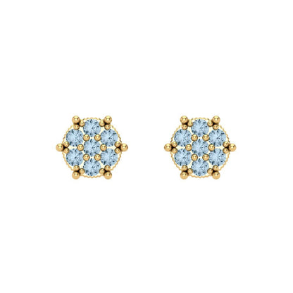0.35cttw Aquamarine Gold-Plated 925 Silver Screw Back Stud Earrings