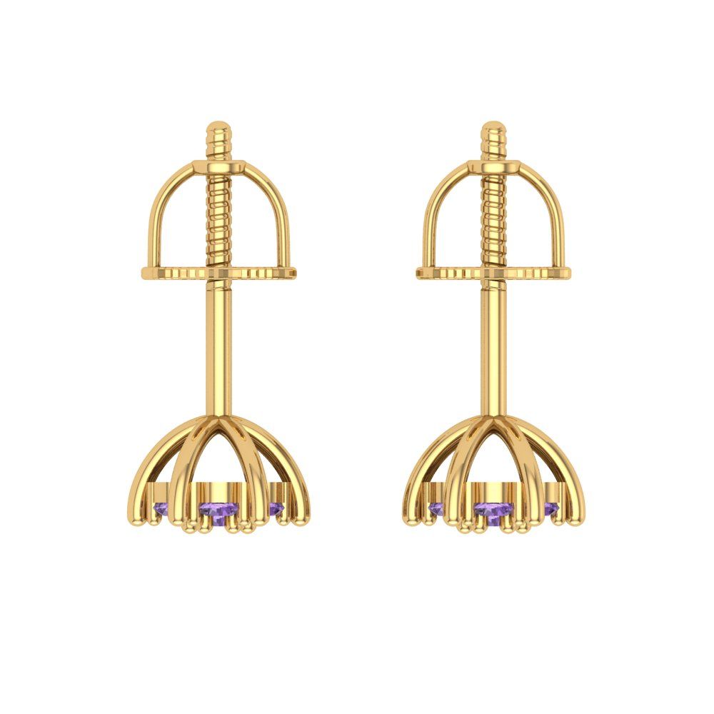 0.35cttw Alexandrite Gold-Plated 925 Silver Screw Back Stud Earrings